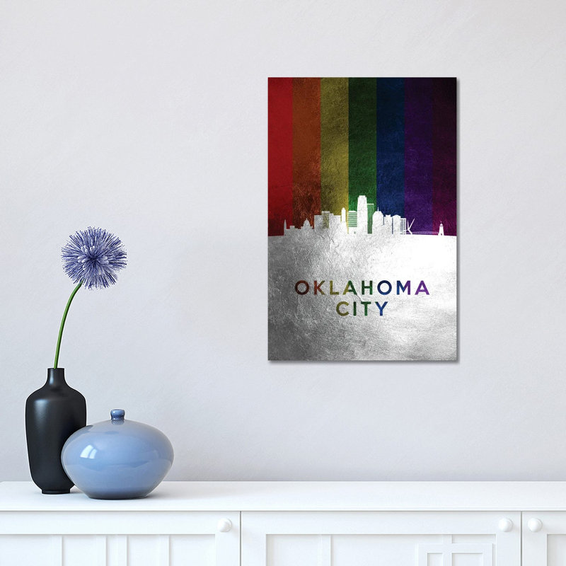 Oklahoma City Spectrum Skyline 1 Piece Wrapped Canvas Wall Art, 30.48 cm H x 45.72 cm W