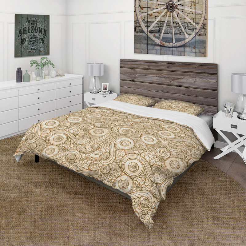 Ensemble de housse de couette bohémien Retro Asian Sepia Waves - Microfibre polyester