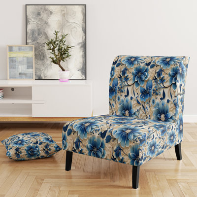 Fauteuil de chambre bleu et blanc Retreat II - rembourré Cottage