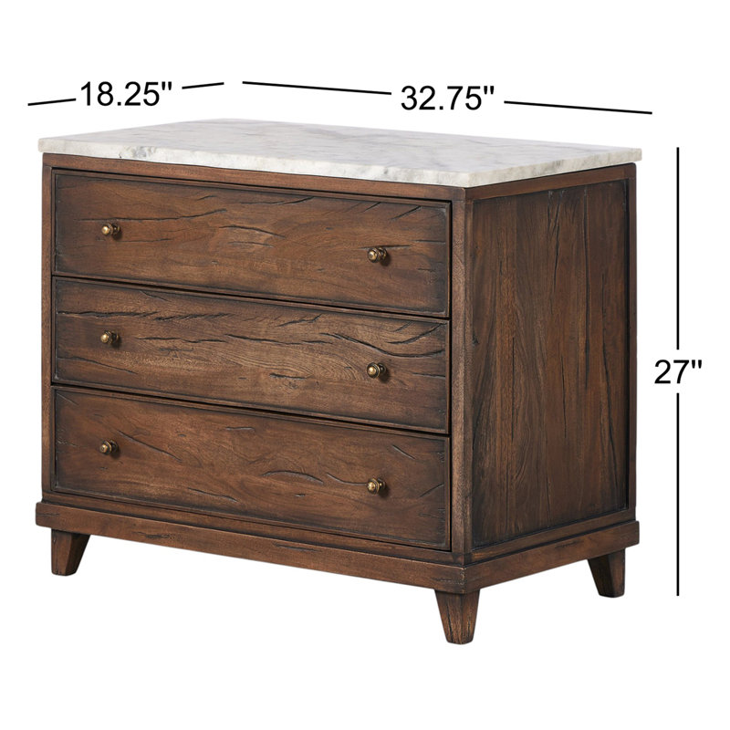 Odette Nightstand-antique Belgium Bleach, Brown/White