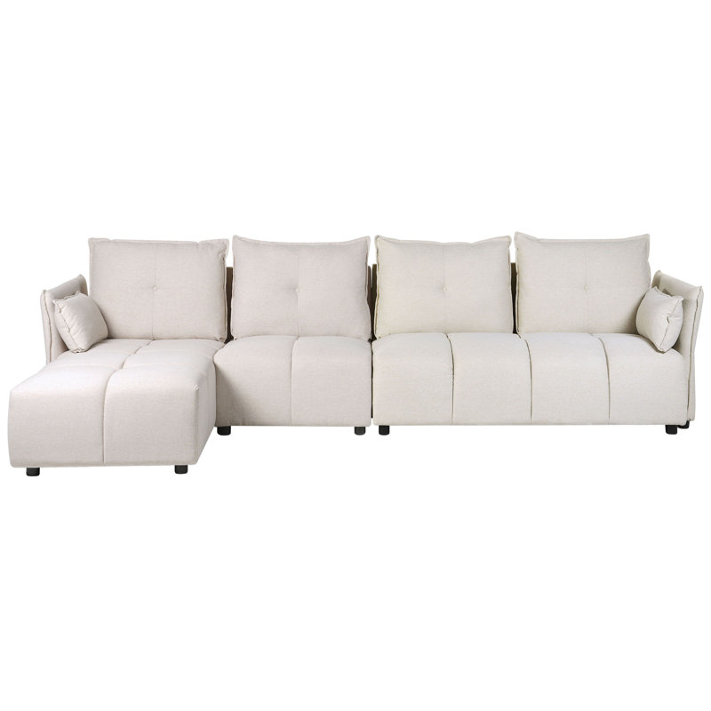 Aidas 4 Seater Sofa & Chaise, Beige