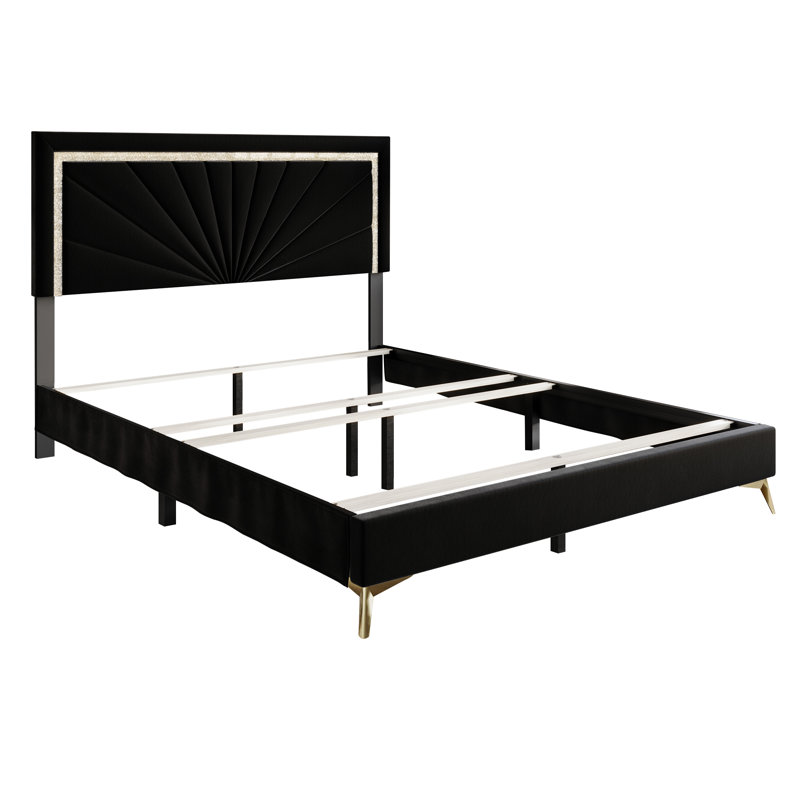 Lit tapissier standard Soufian, Double, Noir