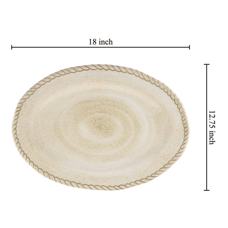 Rope 19" Melamine Platter, Sand