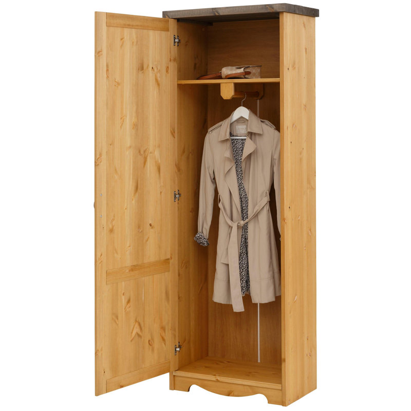1 Door Wardrobe, Nature Brown Oil/Grey