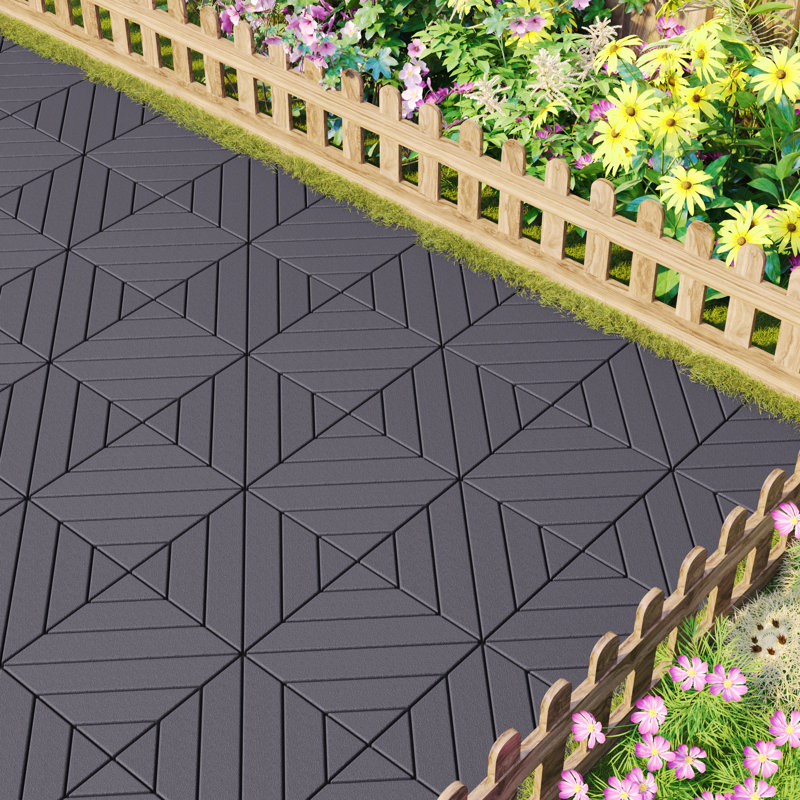 Carreaux de terrasse en plastique 12 po x 12 po - Boîte de 44 carreaux imperméables pour l'extérieur, plancher pour patio, balcon et cour arrière, installation facile à faire soi-même