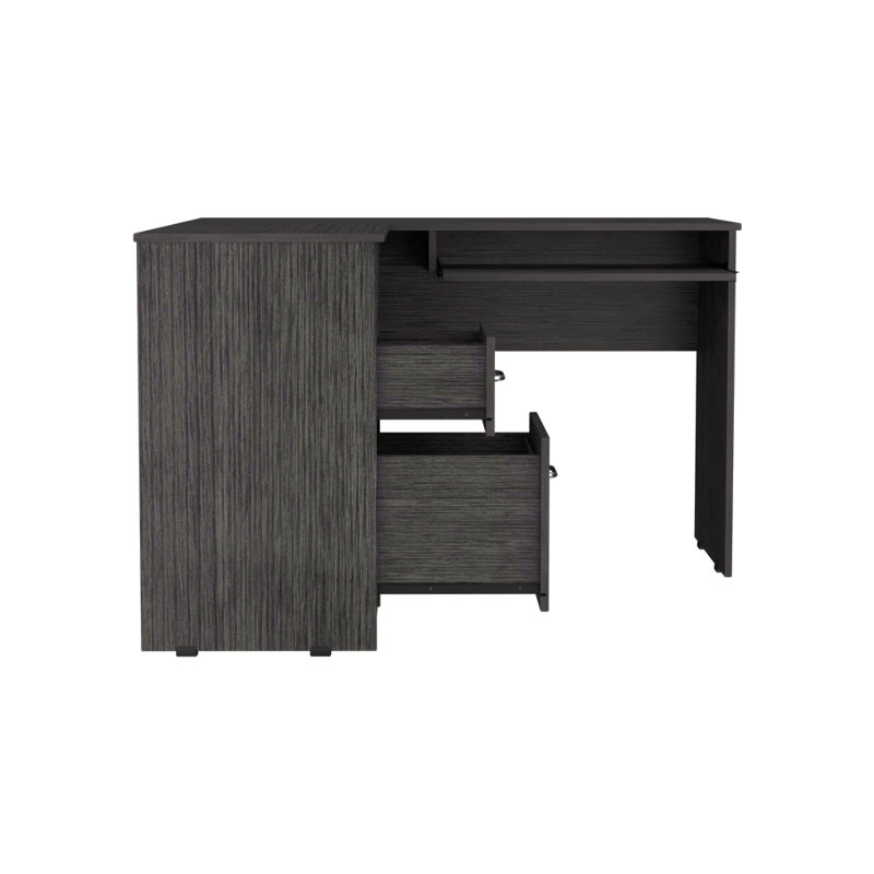Bureau en L Bradford, tablette à clavier, Gris
