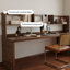 Bureau rectangulaire à 3 tiroirs en bois massif brun noisette-2126677710