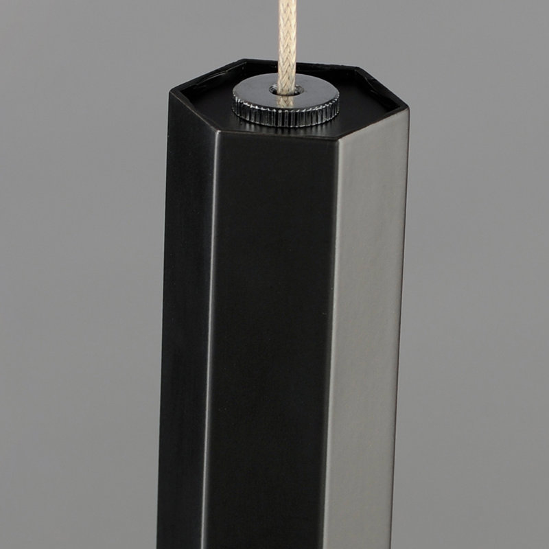Luminaire suspendu 1 lumière diaphane, Noir, H 15,75 po x l 1,5 po x P 1,5 po