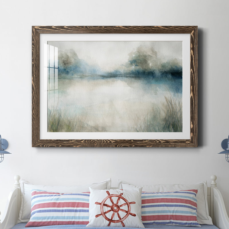 " Still Evening Waters I ", 23" H x 32" W x 1" D, Walnut Paper