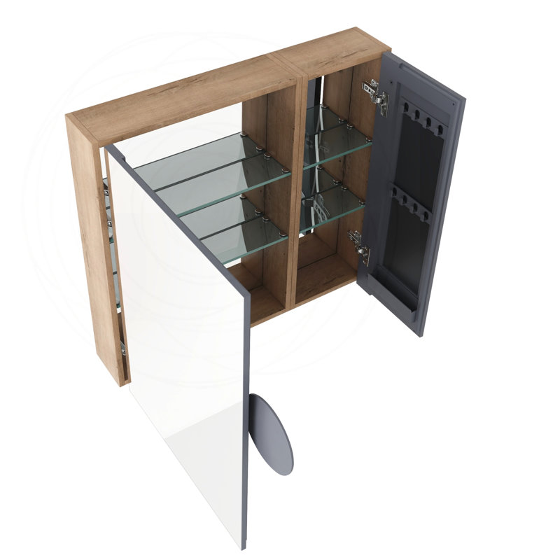 Armoire de toilette 29,63 pouces avec rangement, tablettes en verre réglables et organisateurs de porte