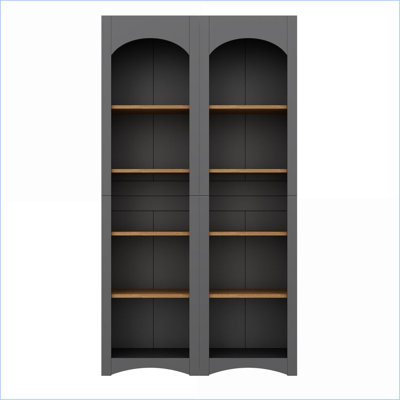Cabinets, Farmhouse 2-Piece Set with Adjustable Shelves, 72"H Slate Gray Storage | Particle Board+MDF | Rustic/Lodge
