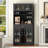 Multifunctional Bar Cabinet, Coffee Bar Cabinet With Led Light Strip, Microwave Cabinet With Glass Doors, Modern Kitchen Storage Organizer, For Living Room, Kitchen, And Dining Room