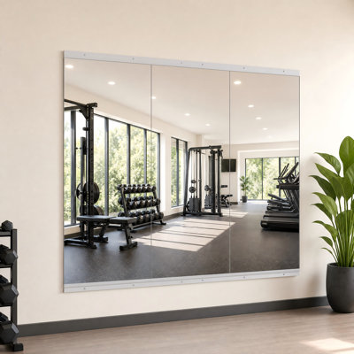 Lunara Full Length Rectangle Tempered Glass Flat Wall Mirror, Home Gym Mirror for Yoga/Dance/Workout Studio Mirror(Set of 2/3)