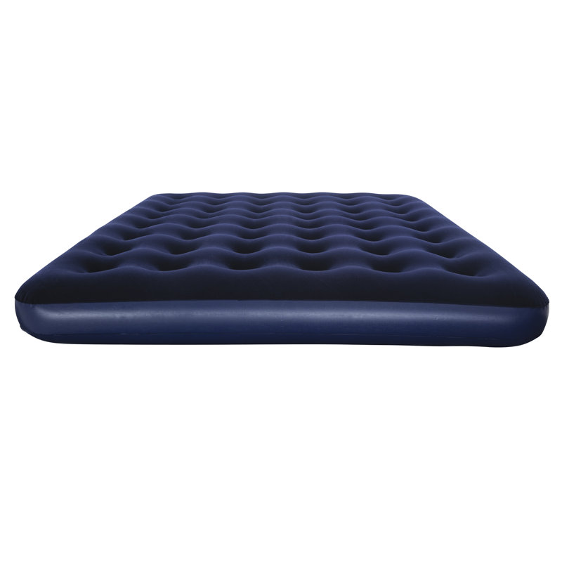 Blue Queen Flocked Air Mattress with Pump