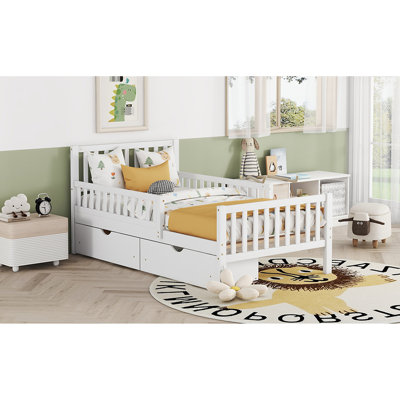 Lit plateforme simple avec garde-corps et rangement