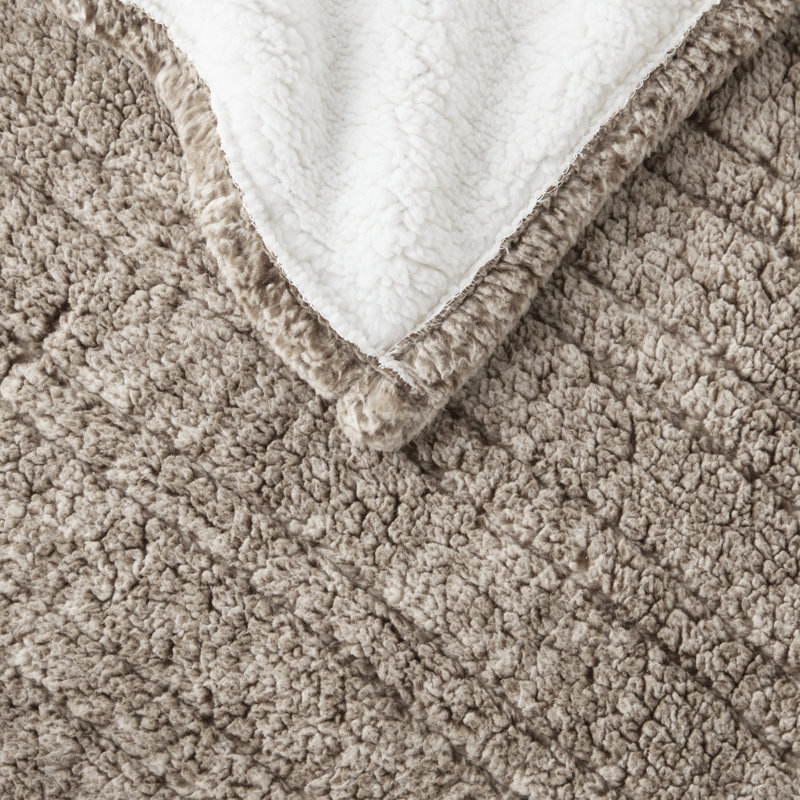 Jeté en sherpa marbré et chauffant, Gris
