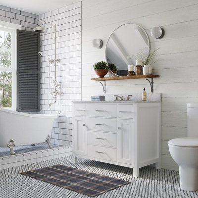 Abbate 42" Single Bathroom Vanity with Carrara White Marble Top