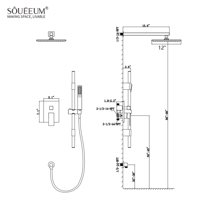 All-In-One Kit with Rough in-Valve, Matte Black