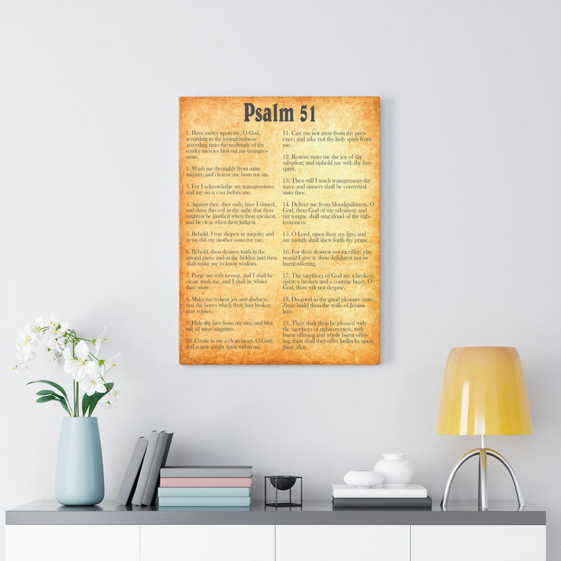 «Be Renewed From in Psalm 51», reproduction d'art mural prête à être accrochée, H 16 po x l 12 po x P 1,25 po