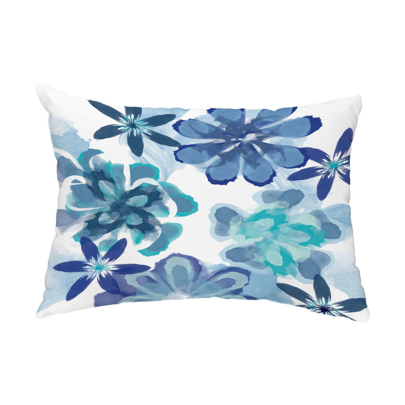 Housse et insert de coussin rectangulaire Ani, bleu