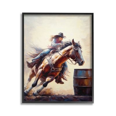 Galop, jockey, fille, giclée, art par Ramona