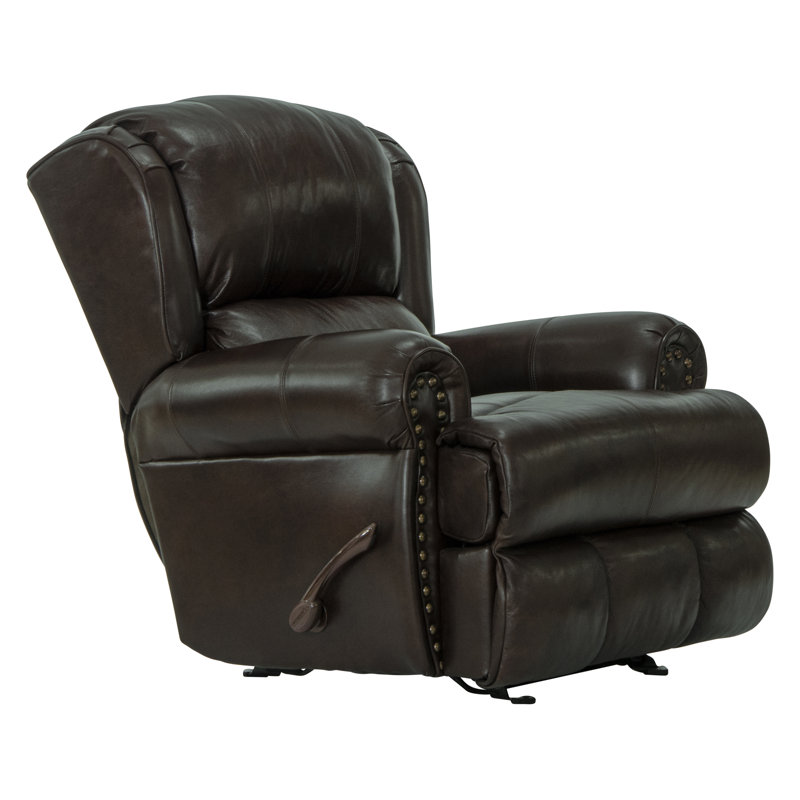 Fauteuil inclinable en cuir italien Woodville, Manuel, Cuir véritable chocolat