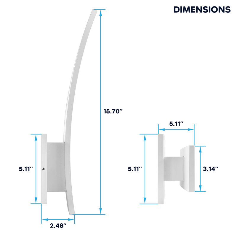 Applique murale d'extérieur incurvée à DEL de 15 pouces, 5CCT, 1000LM, 15W, étanche IP65, à intensité variable, CRI90, faisceau à 90 °, ETL, luminaire extérieur