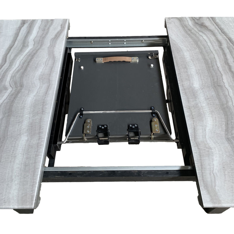 Frank Dining Table W/Extension In Black And Faux Marble