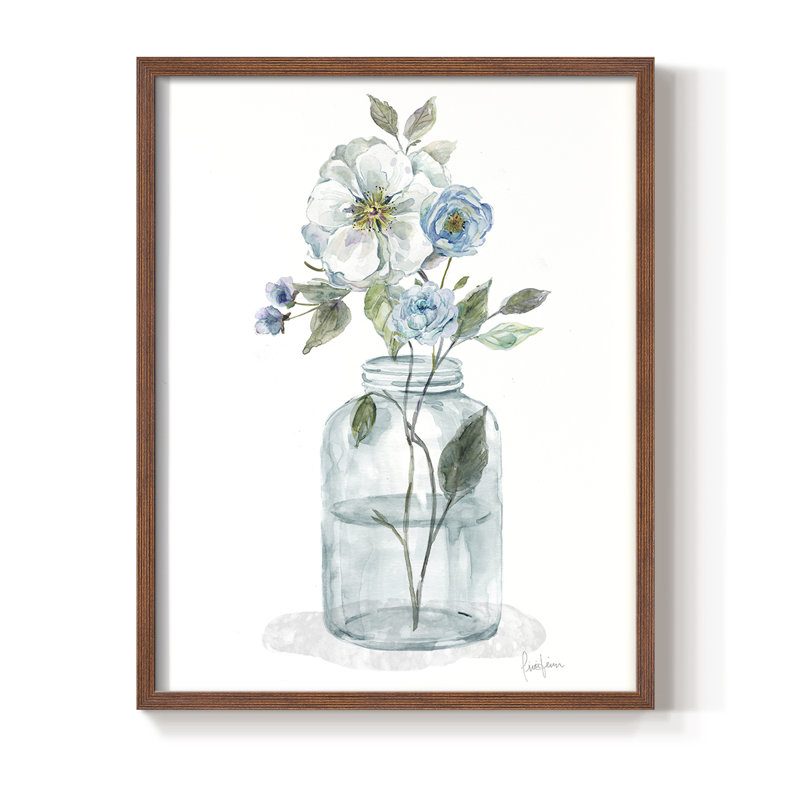 Mason Jar Blues II Framed Print - Solid Wood, Noyer, H 11 po x l 9 po