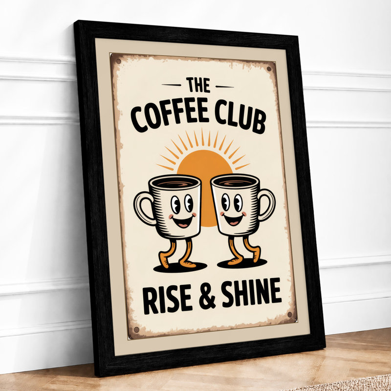 The Coffee Club Retro - Framed Print, A1 - 84.1 x 59.4 cm, Black