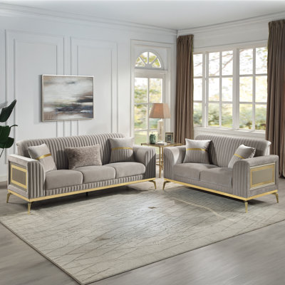 Duplessis 2PC Living Room Set Taupe