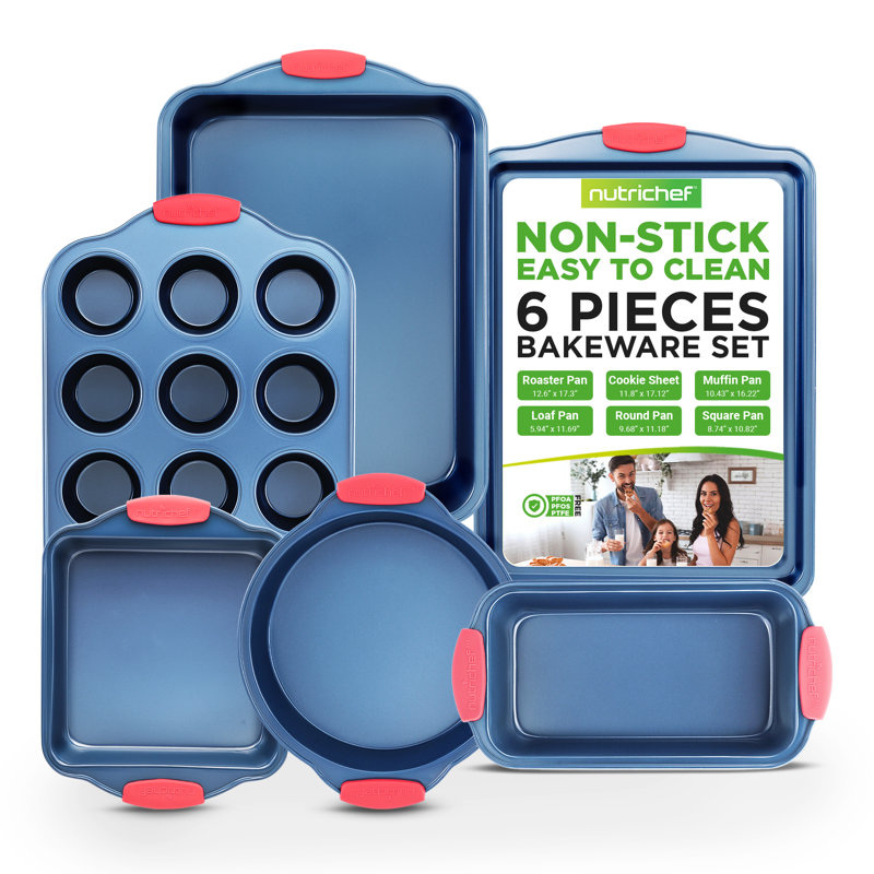 NutriChef 6 Piece Non-Stick Steel Bakeware Set