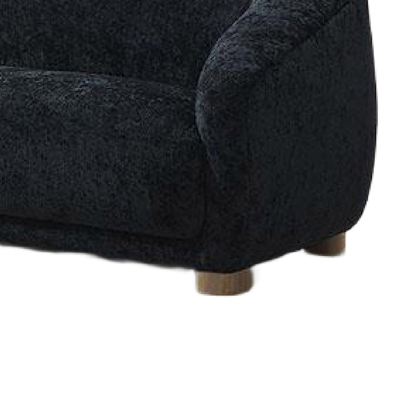 Canapé Oliver avec accoudoirs inclinés à dossier rond, chenille noire douce, 88 po, Chenille noir