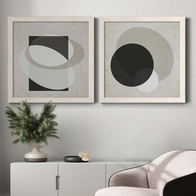Moderniste Neutre III, ensemble de 2 reproductions d'art sur toile encadrées