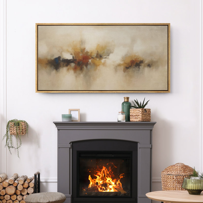 Large Framed Canvas Print Wall Art - Abstract Print for Modern Home Decor, 30" H x 60" W, Natural