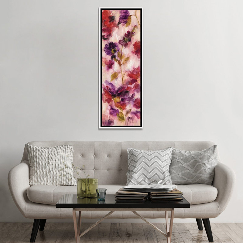 Fleurs exubérantes III, H 60 po x l 20 po x P 1,5 po, Toile blanche encadrée