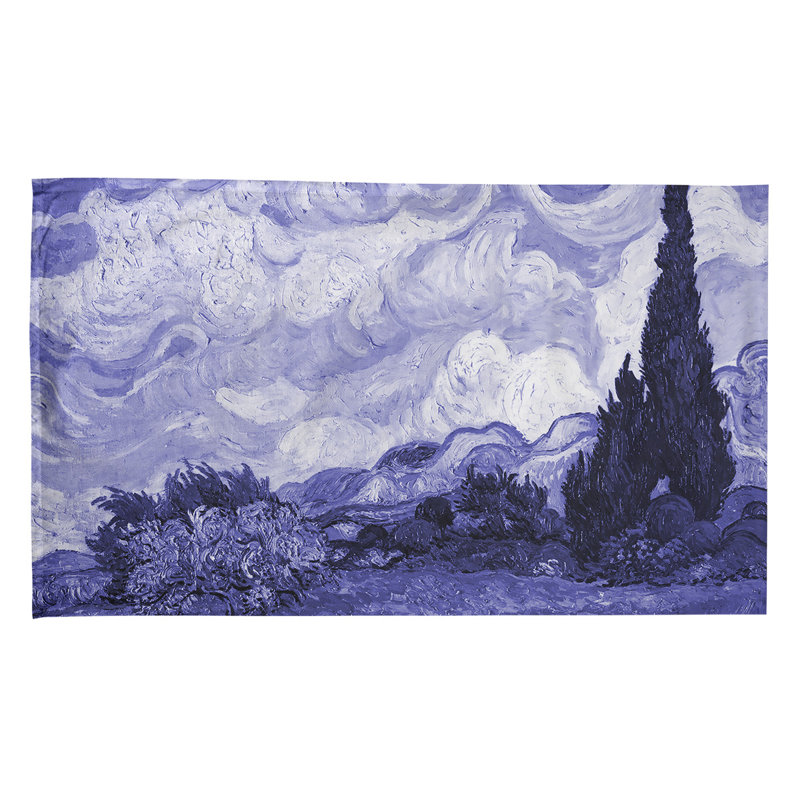 Serviette de thé avec blé cyprès wheatfield, Sergé de coton, Mauve