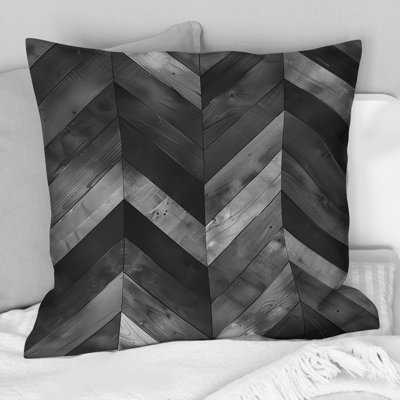 Dark Gray Herringbone II - Modern Throw Pillow