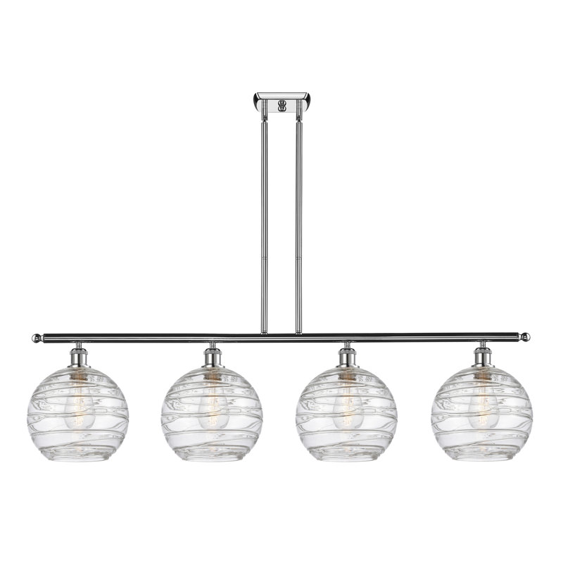 Luminaire suspendu linéaire à 4 lumières pour îlot de cuisine Cindi, Chrome poli, DEL