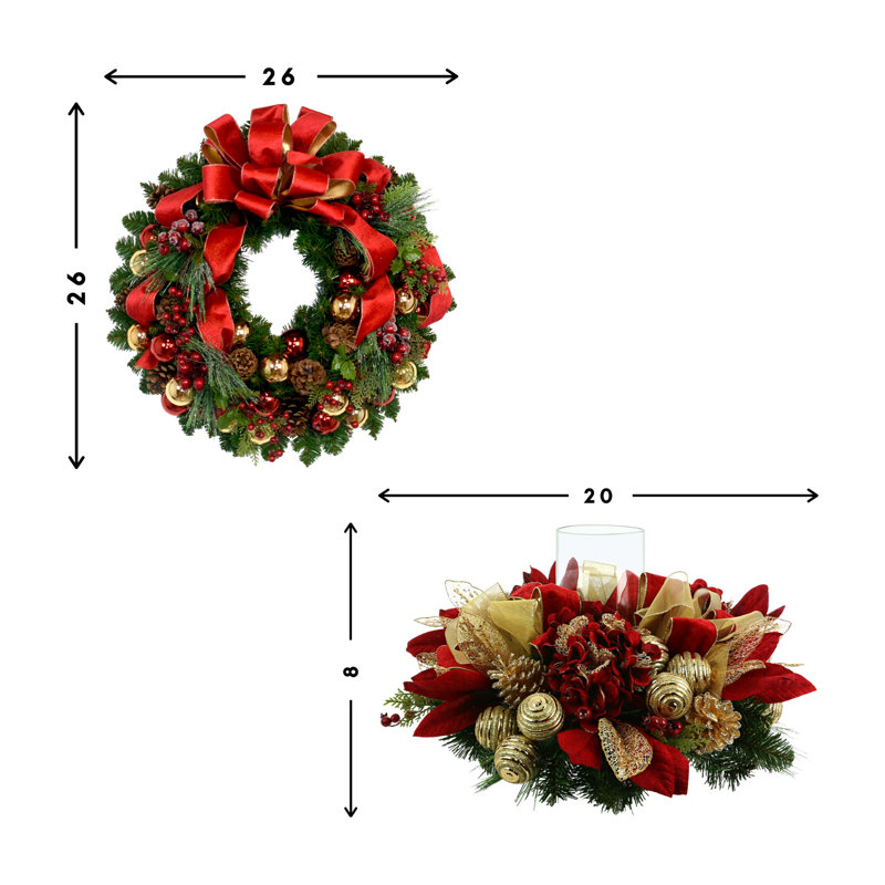 Holiday Bundle 26" Polysilk Wreath