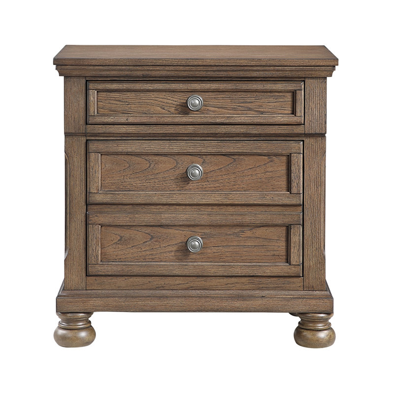 Table de chevet transitionnelle brun antique 1pc, Brun antique