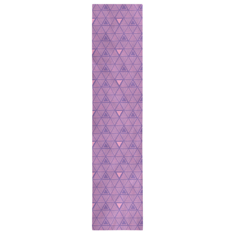 Classic Hand Drawn Triangles Table Runner, 16" x 72", Dark Purple/Pink