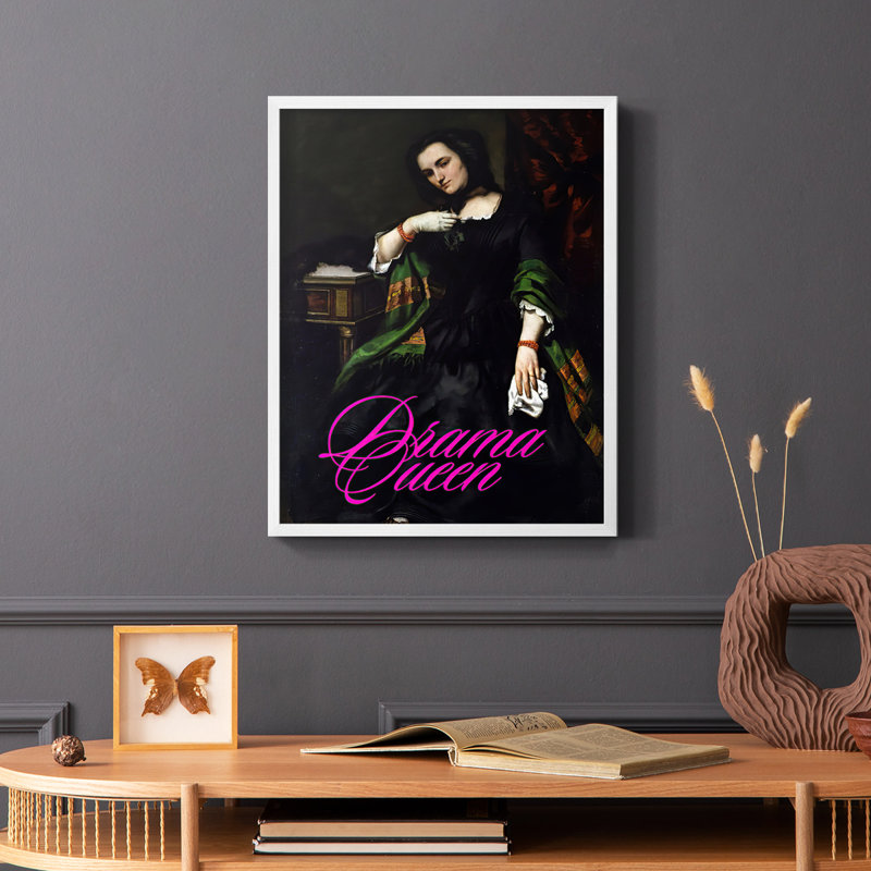 Masterful Snark - Drama Queen Framed Print - Solid Wood, 20" H x 16" W, White