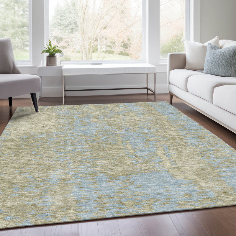 Tapis beige Prisco lavable à la machine de qualité supérieure, Rectangle 9 pi x 12 pi