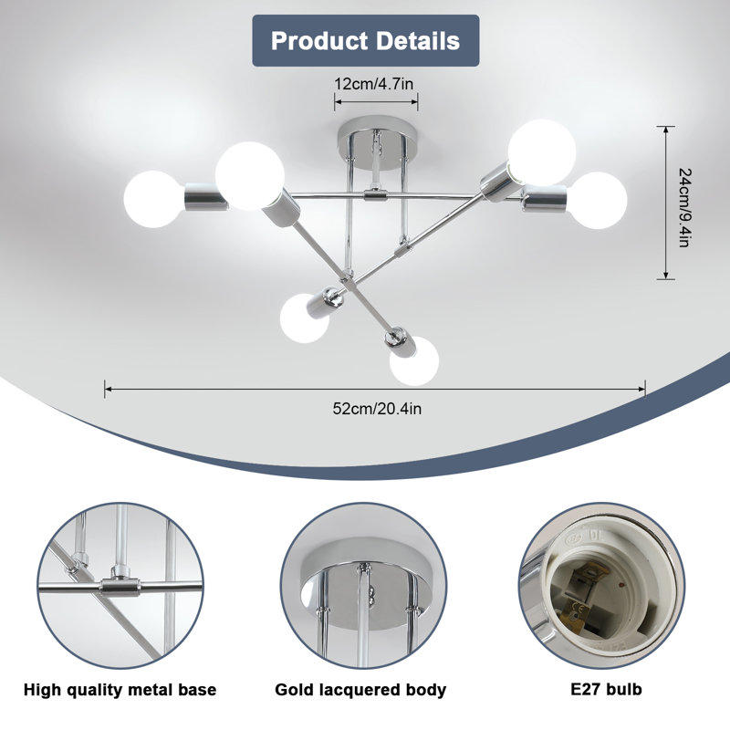 Chrome 6-Light Branch LED Ceiling Light