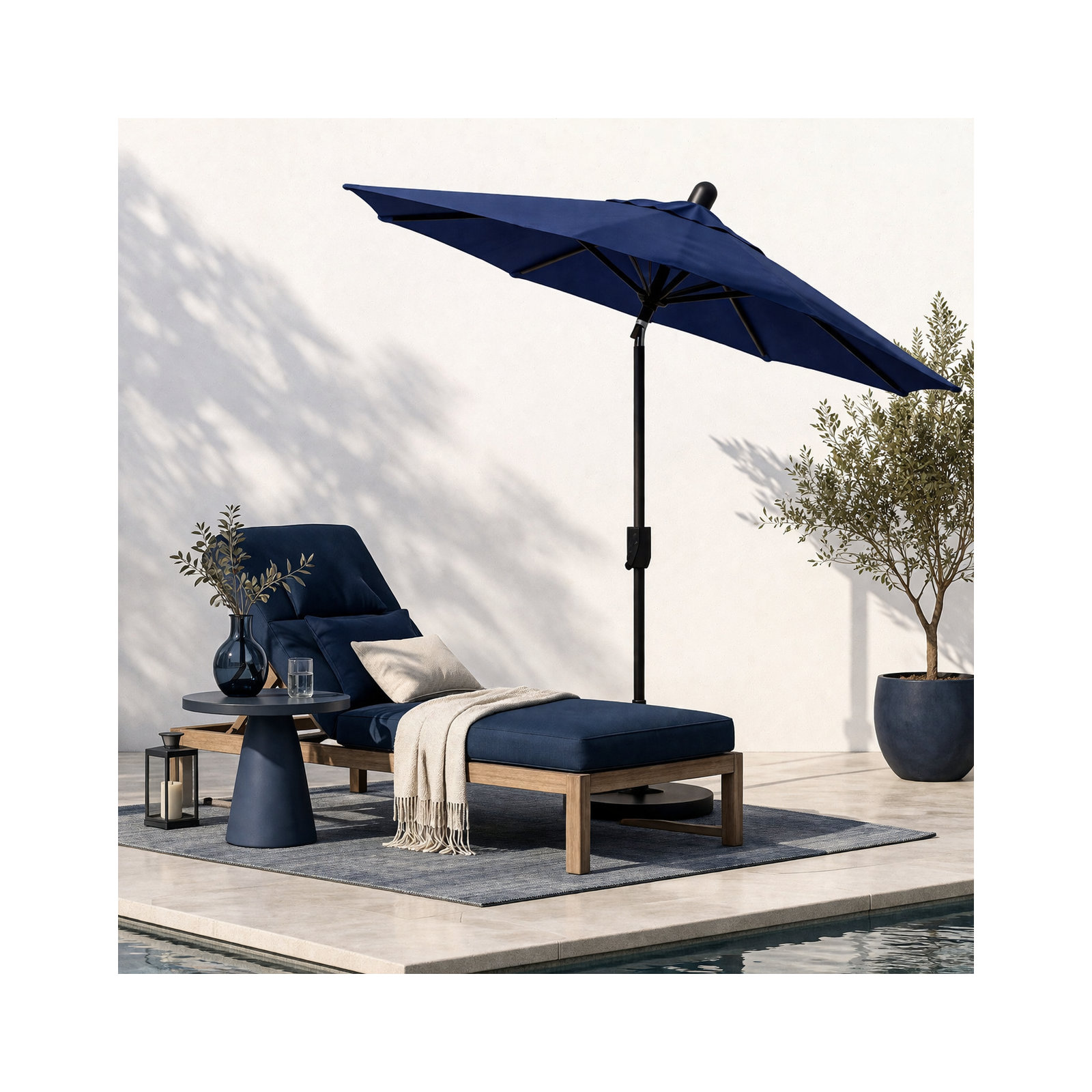 Natalie 74.5'' Outdoor Umbrella, Antique Bronze, Navy