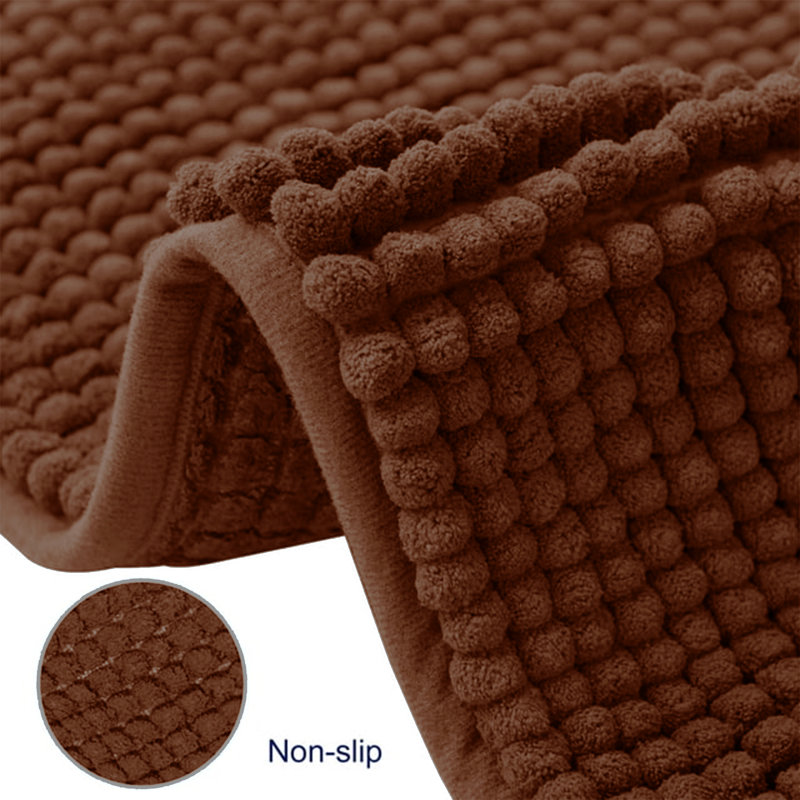 Luxury 100% Microfiber Chenille Door Mat - Soft, Absorbent And Non-Slip Floor Mat, Brown, 50 cm x 80 cm