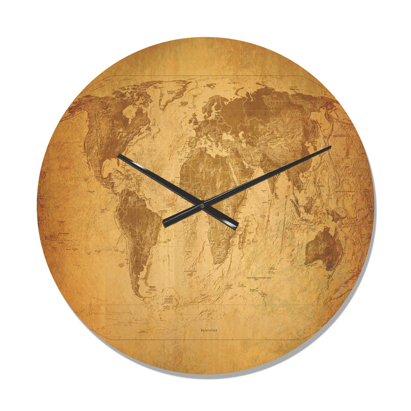 Carte classique rétro - horloge murale moderne en bois, Moyenne