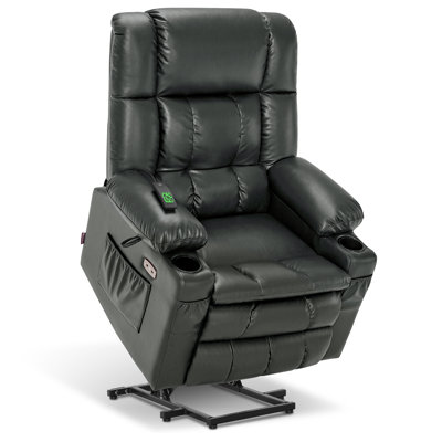 Grand fauteuil inclinable à deux moteurs Power Lift à position infinie avec massage et chaleur pour les personnes de grande taille