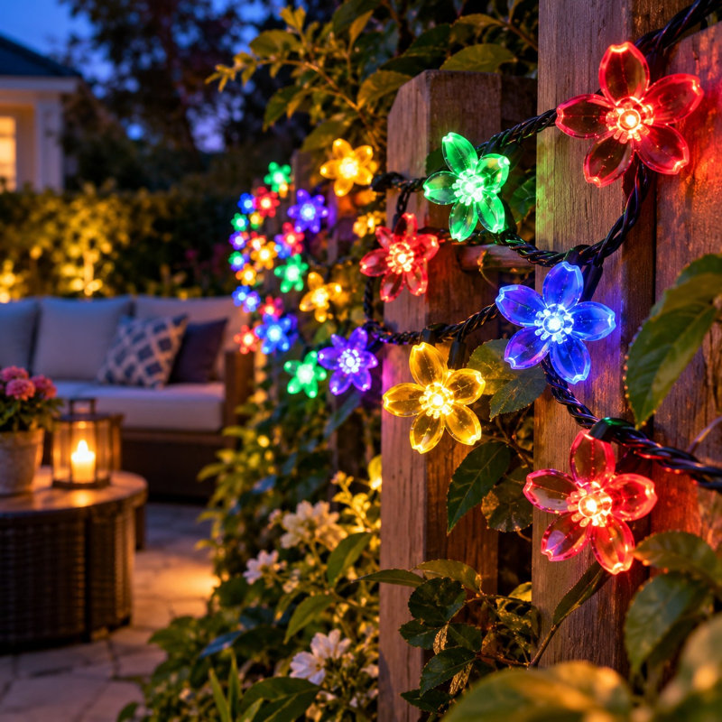50 LED Solar Power Cherry Blossom String Light, Multicolor